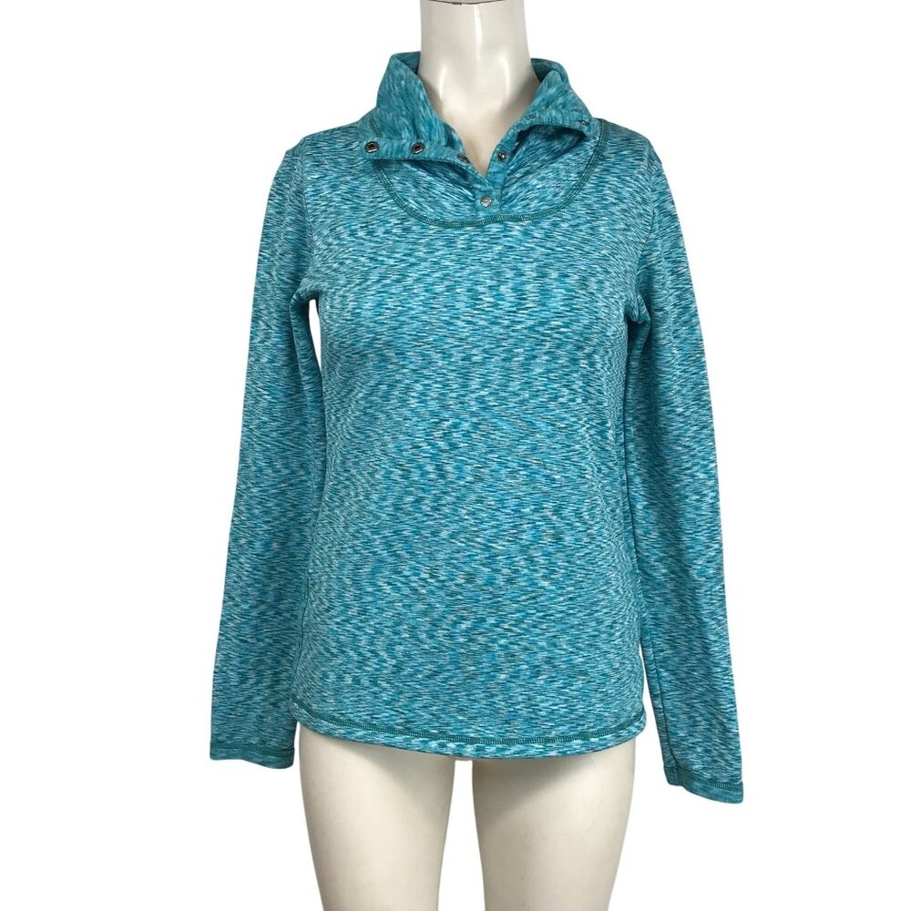 ATHLETA -WOMEN'S XS - BLUE LOBG SLEEVE SNAP COLLARED SWEATER TOP